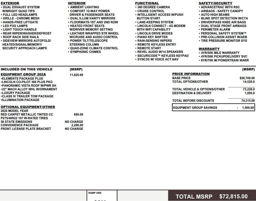 Used 2020 Lincoln Aviator Reserve w/ Equipment Group 202A AWD/4WD image 2