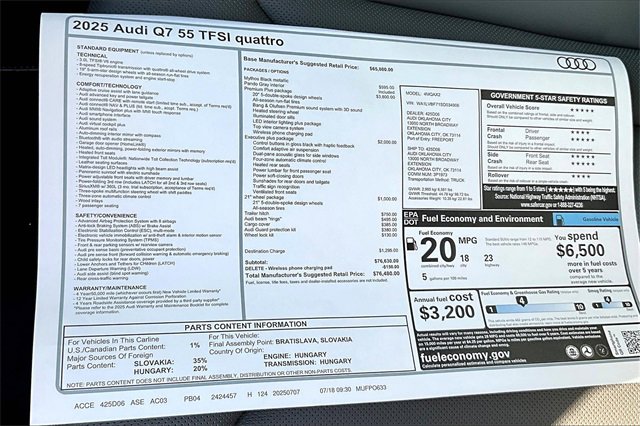 New 2025 Audi Q7 3.0T Premium Plus image 14