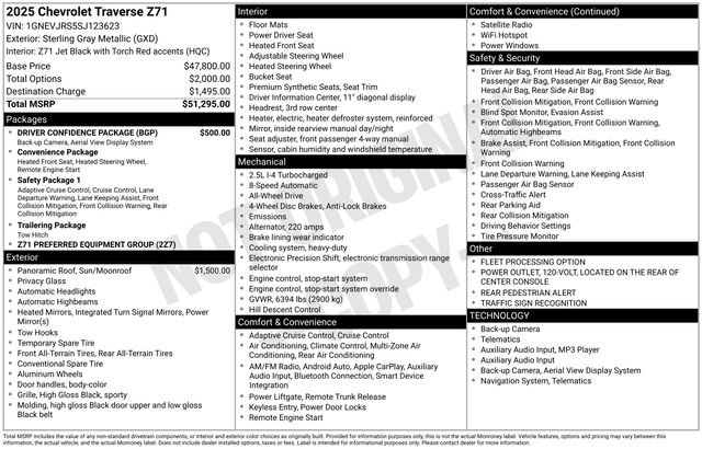 Used 2025 Chevrolet Traverse Z71 w/ Driver Confidence Package image 36