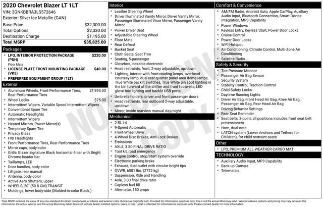 Certified 2020 Chevrolet Blazer LT FWD image 36