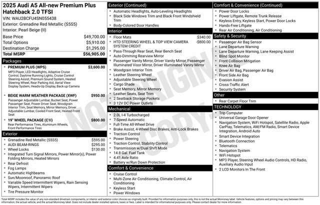 Certified 2025 Audi A5 2.0T Premium Plus w/ Premium Plus AWD/4WD image 50