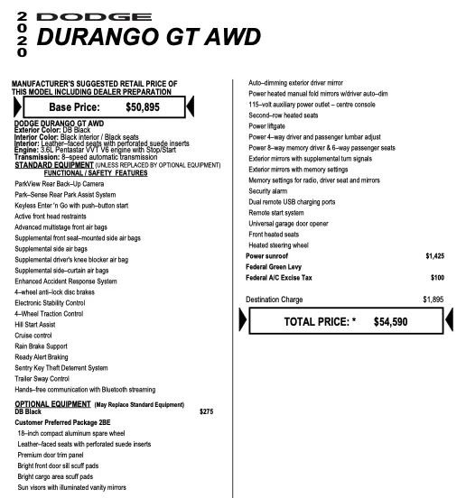 Used 2020 Dodge Durango GT AWD/4WD image 2