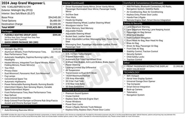 New 2024 Jeep Grand Wagoneer L 4WD w/ Flexible Seating Group image 4