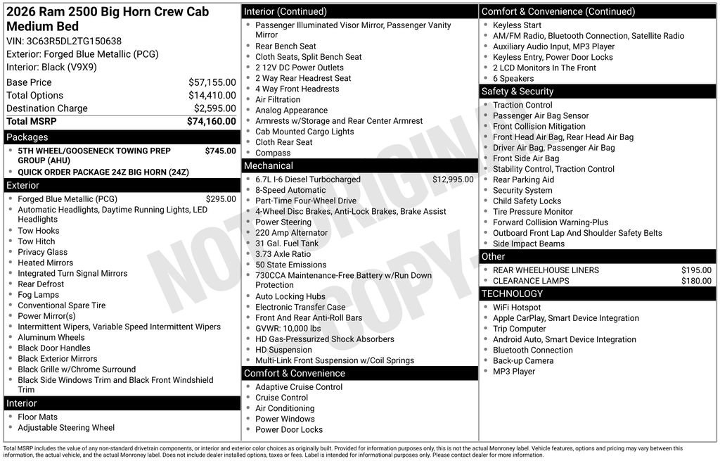 New 2026 RAM 2500 Big Horn AWD/4WD image 6