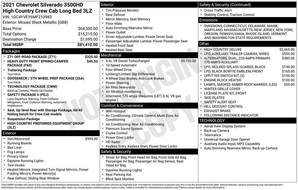 Used 2021 Chevrolet Silverado 3500 High Country w/ Z71 Off-Road Package image 40