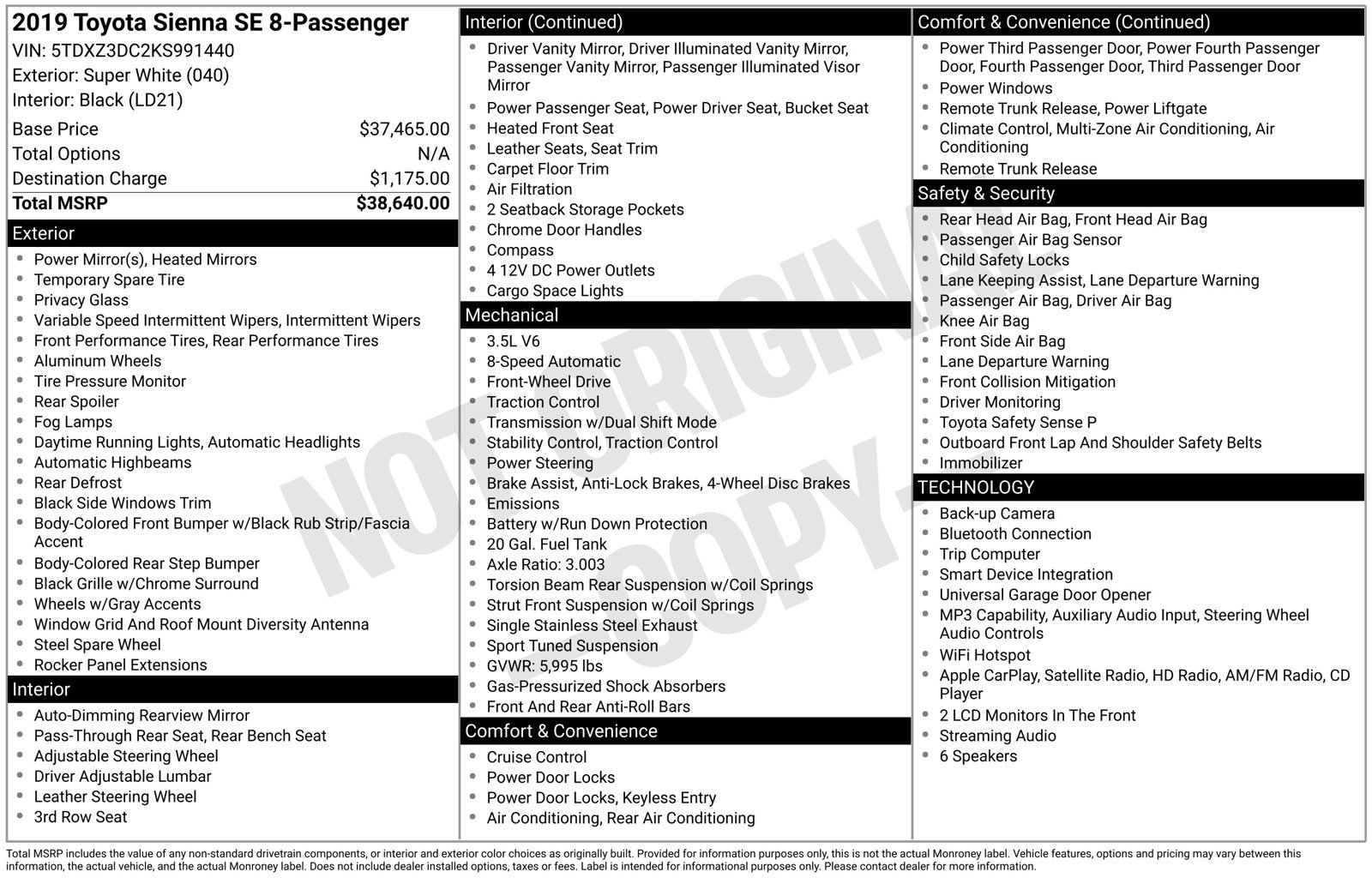 Used 2019 Toyota Sienna SE FWD image 2