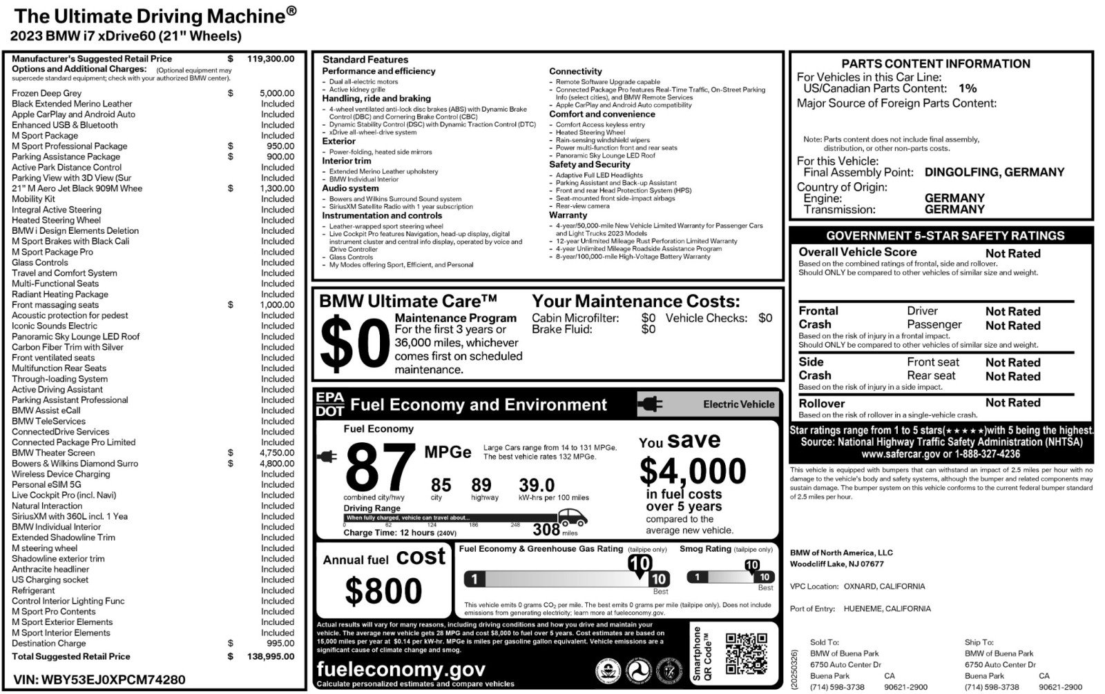Used 2023 BMW i7 xDrive60 w/ Parking Assistance Package image 67