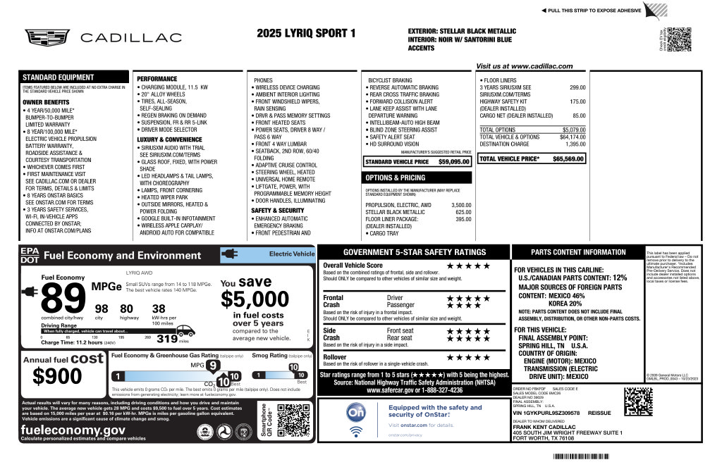 Used 2025 Cadillac Lyriq Sport w/ LPO, Floor Liner Package AWD/4WD image 48