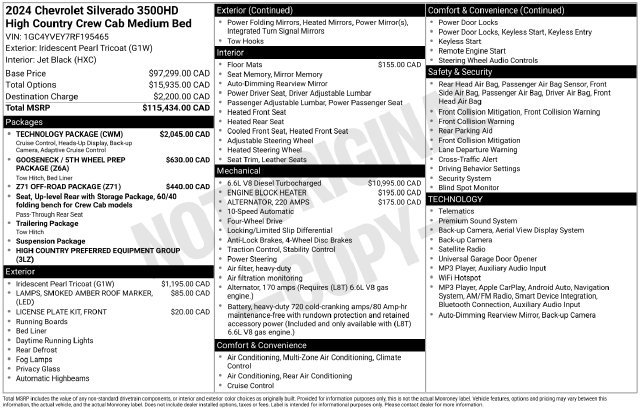 Used 2024 Chevrolet Silverado 3500 High Country w/ Technology Package AWD/4WD image 4