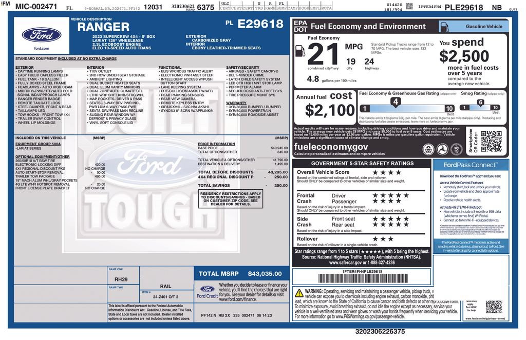 Used 2023 Ford Ranger Lariat w/ Trailer Tow Package AWD/4WD image 7