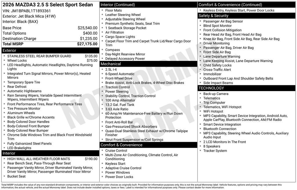 New 2026 MAZDA MAZDA3 s Sport FWD image 36