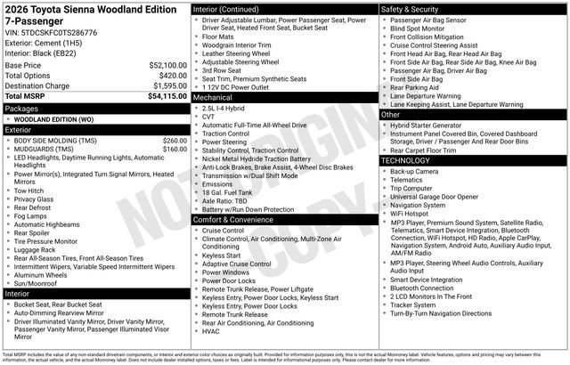 New 2026 Toyota Sienna XLE Woodland Edition AWD/4WD image 4