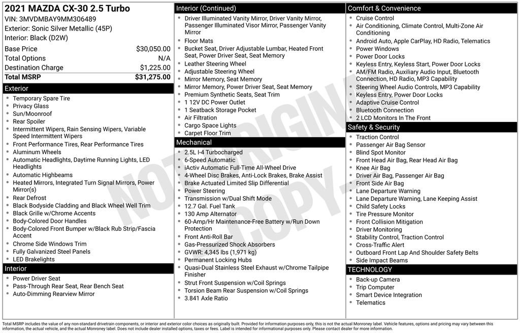 Used 2021 MAZDA CX-30 AWD 2.5 Turbo S image 6