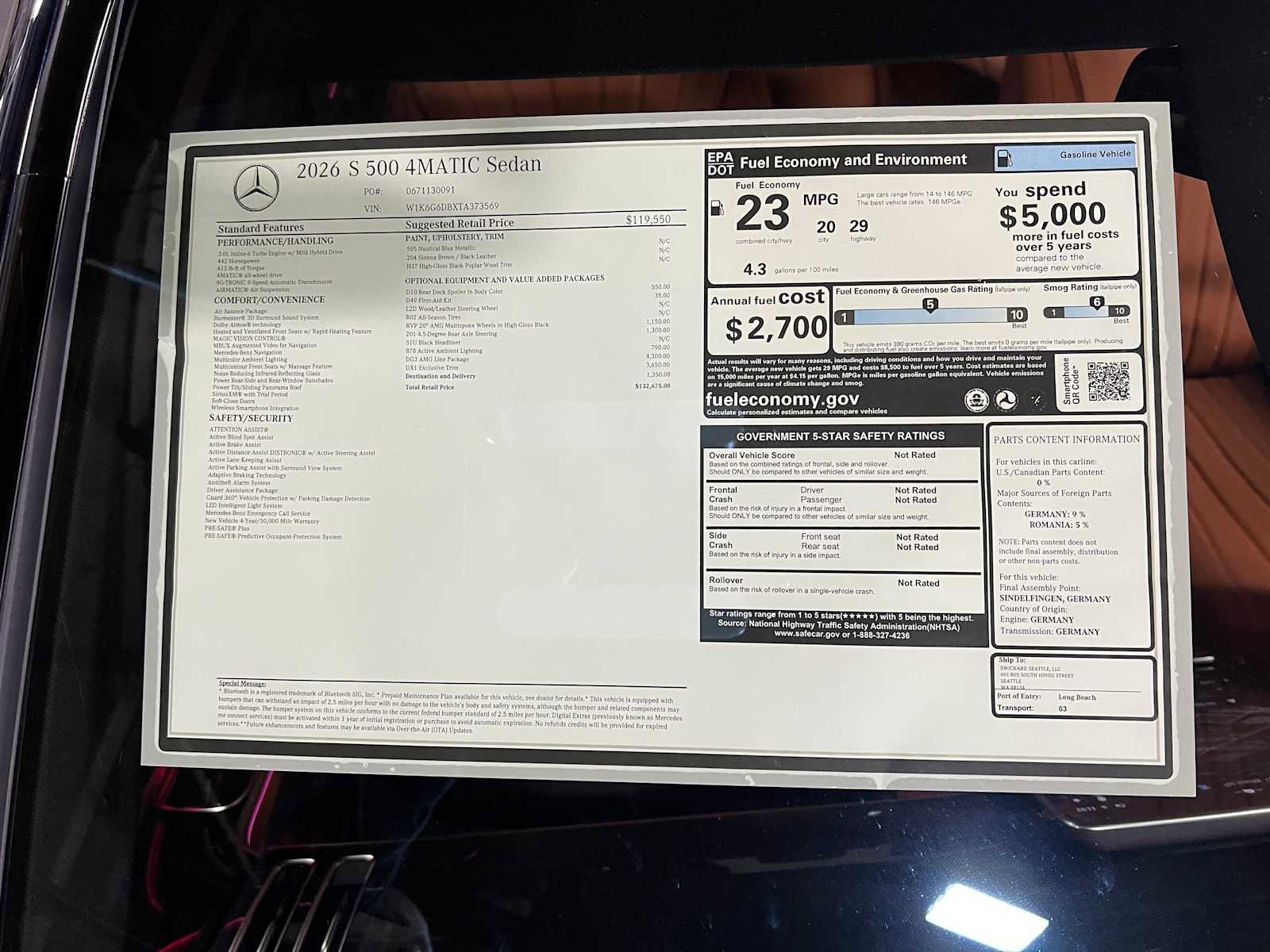 New 2026 Mercedes-Benz S 500 4MATIC image 42