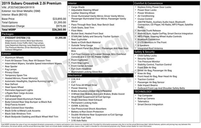 Used 2019 Subaru Crosstrek 2.0i Premium w/ Eyesight System image 19