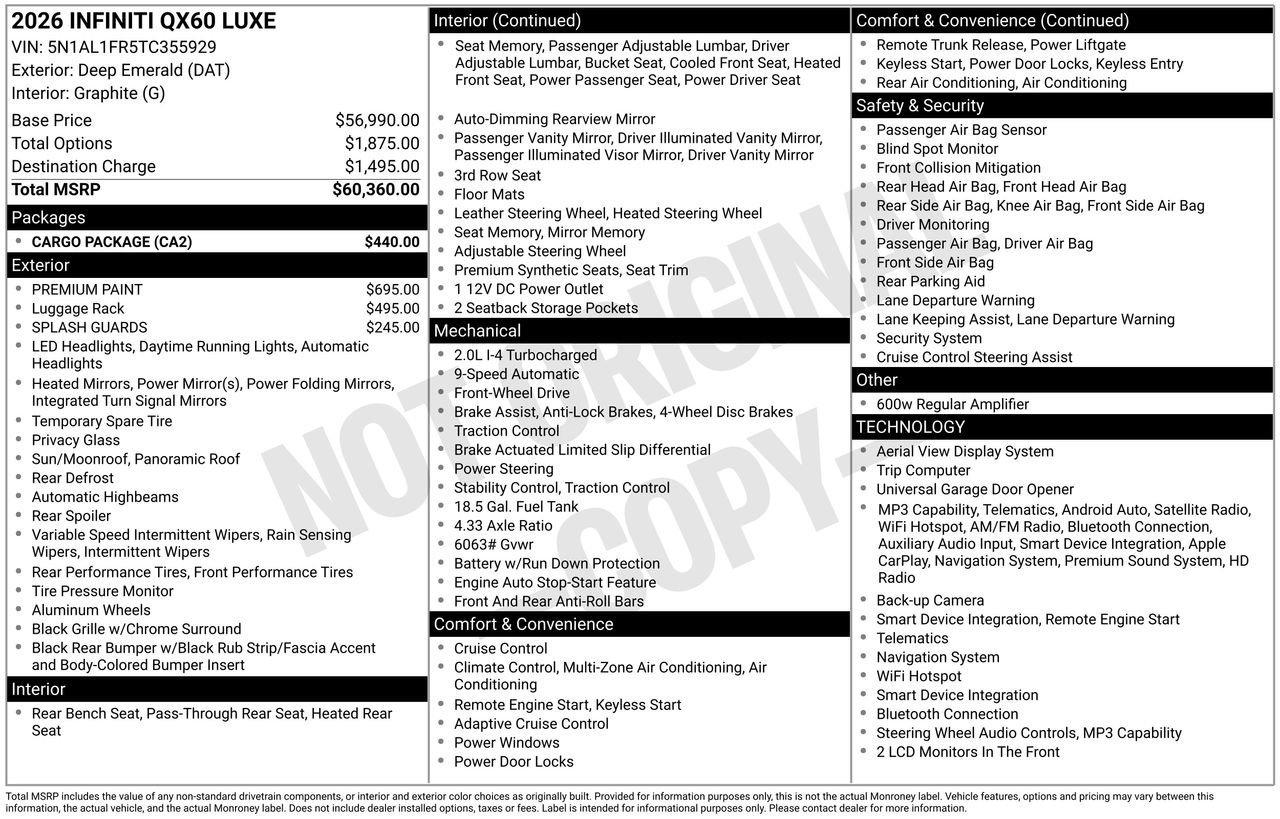 Certified 2026 INFINITI QX60 Luxe w/ Cargo Package FWD image 35