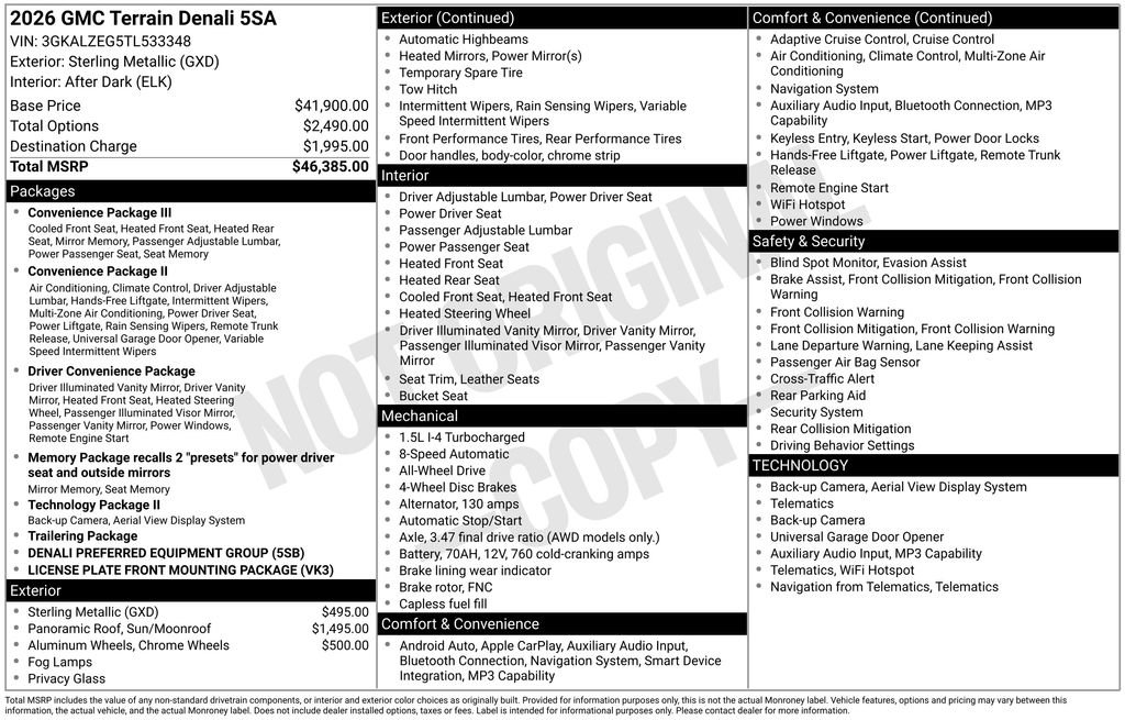 New 2026 GMC Terrain Denali AWD/4WD image 5