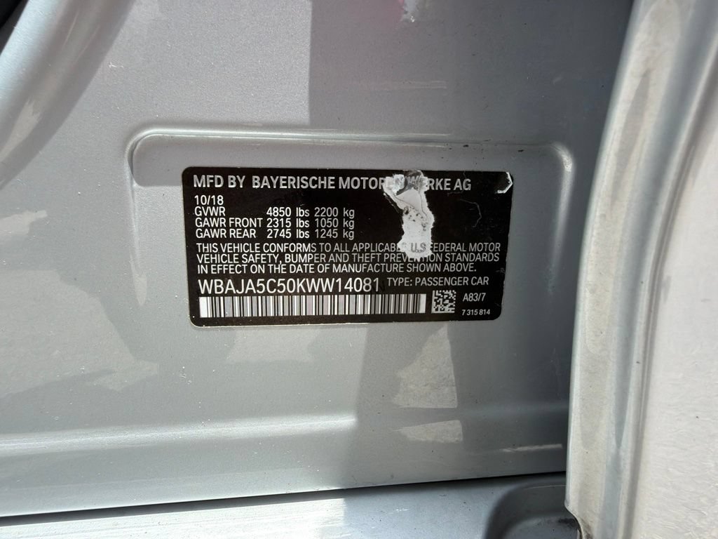 Used 2019 BMW 530i w/ Convenience Package RWD image 14