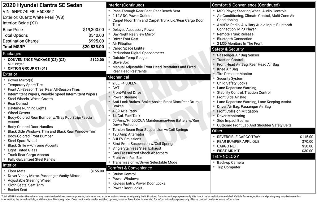 Used 2020 Hyundai Elantra SE w/ Convenience Package (C2) image 10