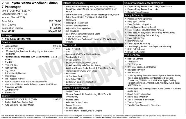 New 2026 Toyota Sienna XLE Woodland Edition AWD/4WD image 6