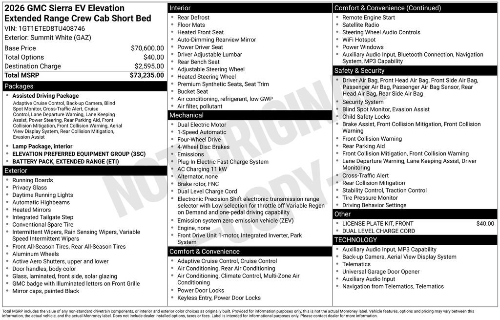 New 2026 GMC Sierra EV Elevation AWD/4WD image 6