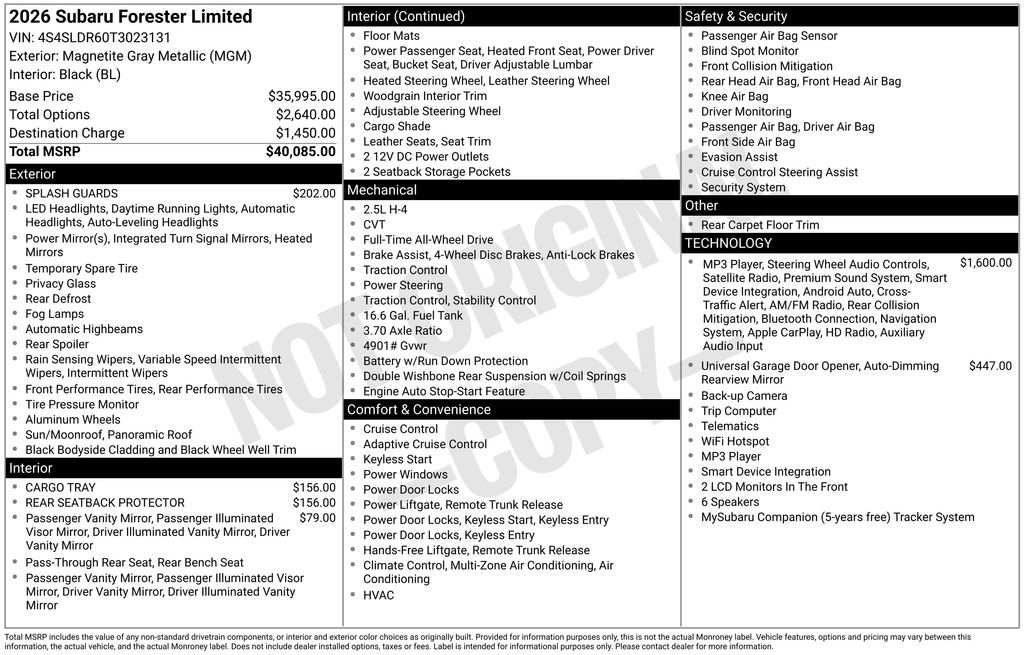 Certified 2026 Subaru Forester Limited AWD/4WD image 7