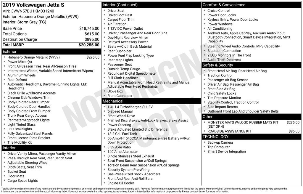 Used 2019 Volkswagen Jetta S image 3