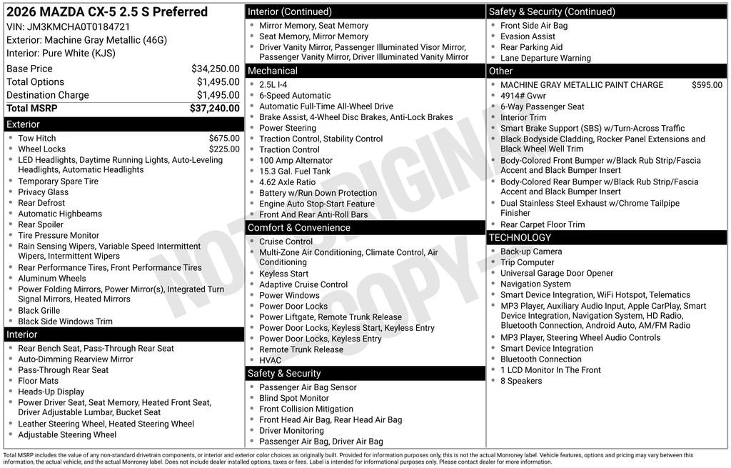 New 2026 MAZDA CX-5 Preferred AWD/4WD image 6