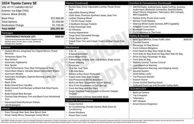 Used 2024 Toyota Camry SE w/ Convenience Package FWD image 19