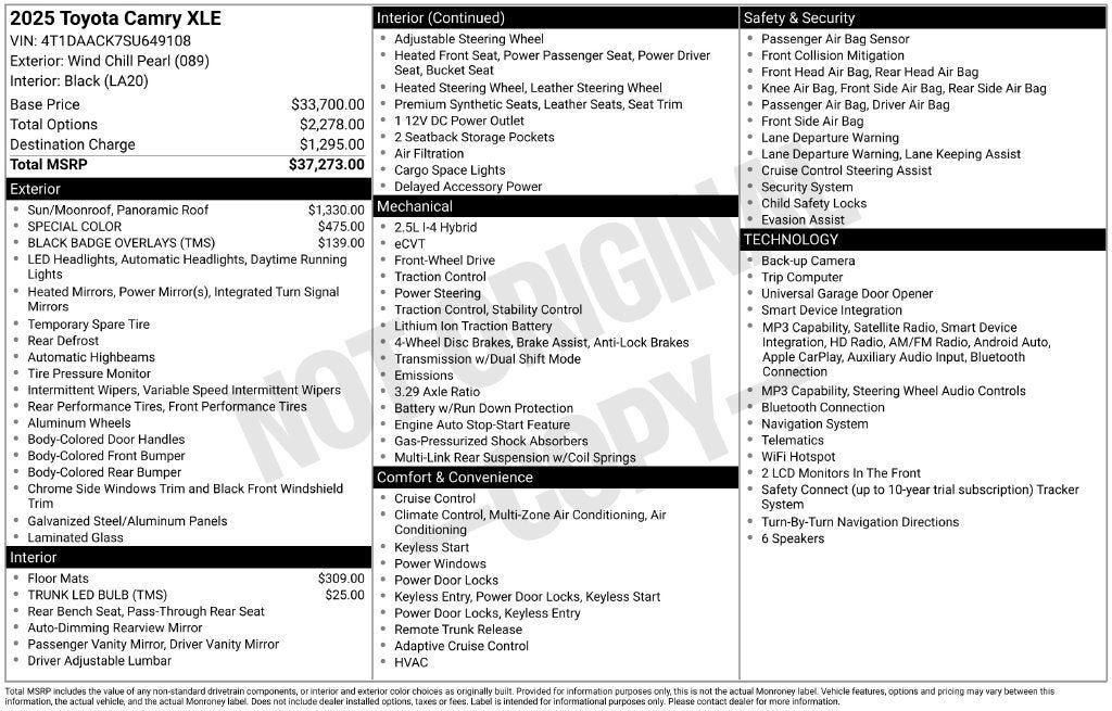 Certified 2025 Toyota Camry XLE FWD image 2