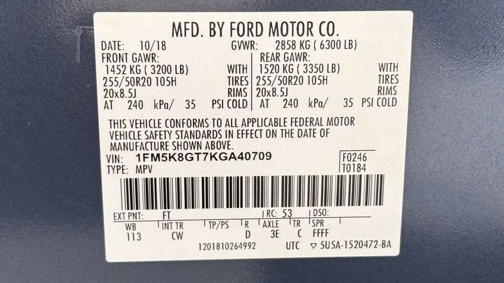 Used 2019 Ford Explorer Sport w/ Equipment Group 401A AWD/4WD image 54