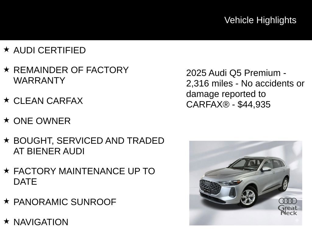 Certified 2025 Audi Q5 Premium w/ Convenience Package AWD/4WD image 10