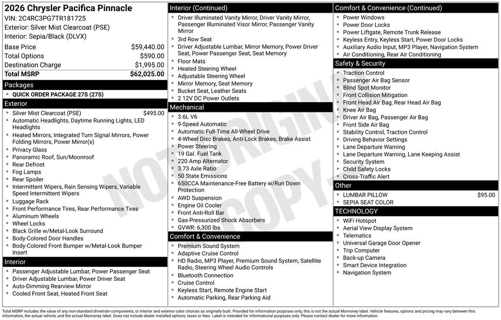 New 2026 Chrysler Pacifica Pinnacle AWD/4WD image 5