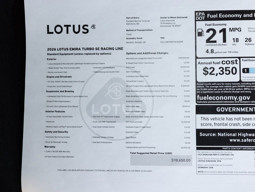 New 2026 Lotus Emira SE RWD image 58