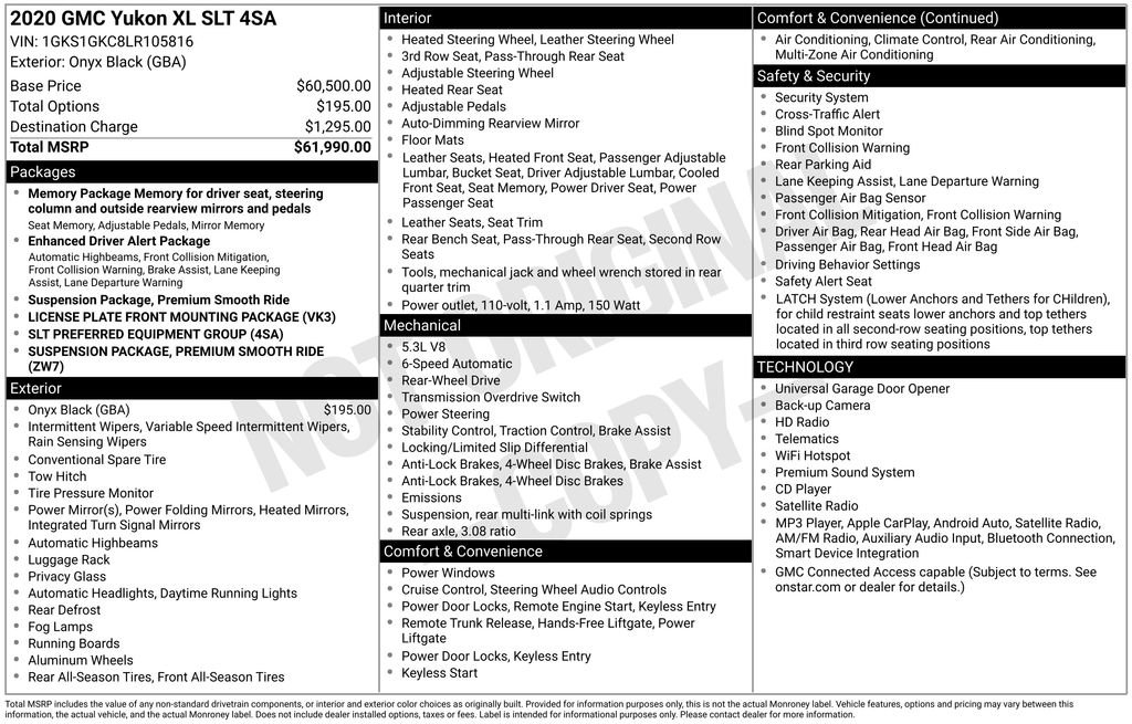 Used 2020 GMC Yukon XL SLT RWD image 16