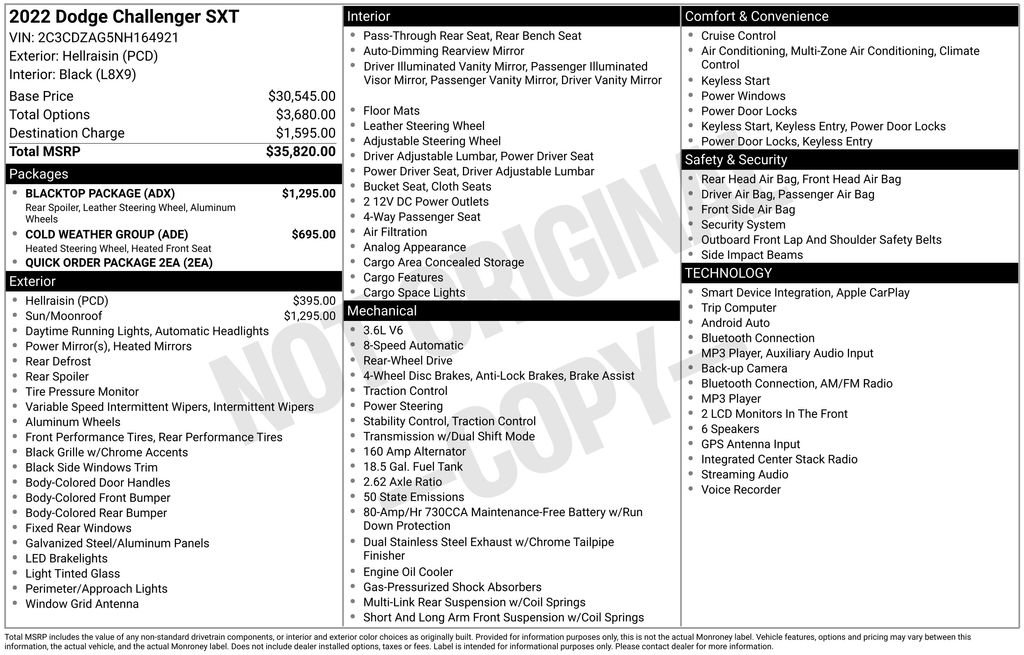 Used 2022 Dodge Challenger SXT w/ Blacktop Package RWD image 5
