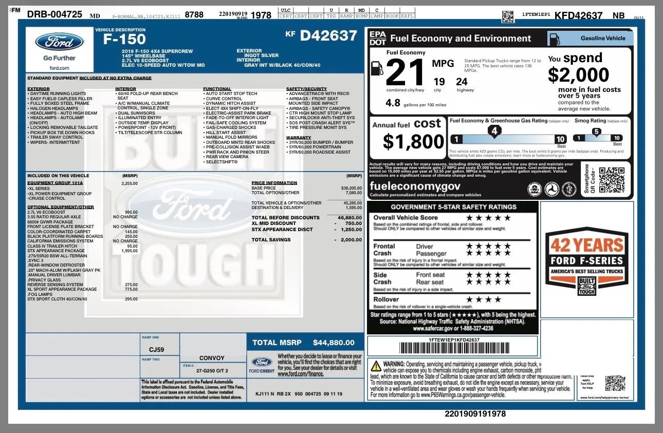 Used 2019 Ford F150 XL w/ Equipment Group 101A Mid image 27