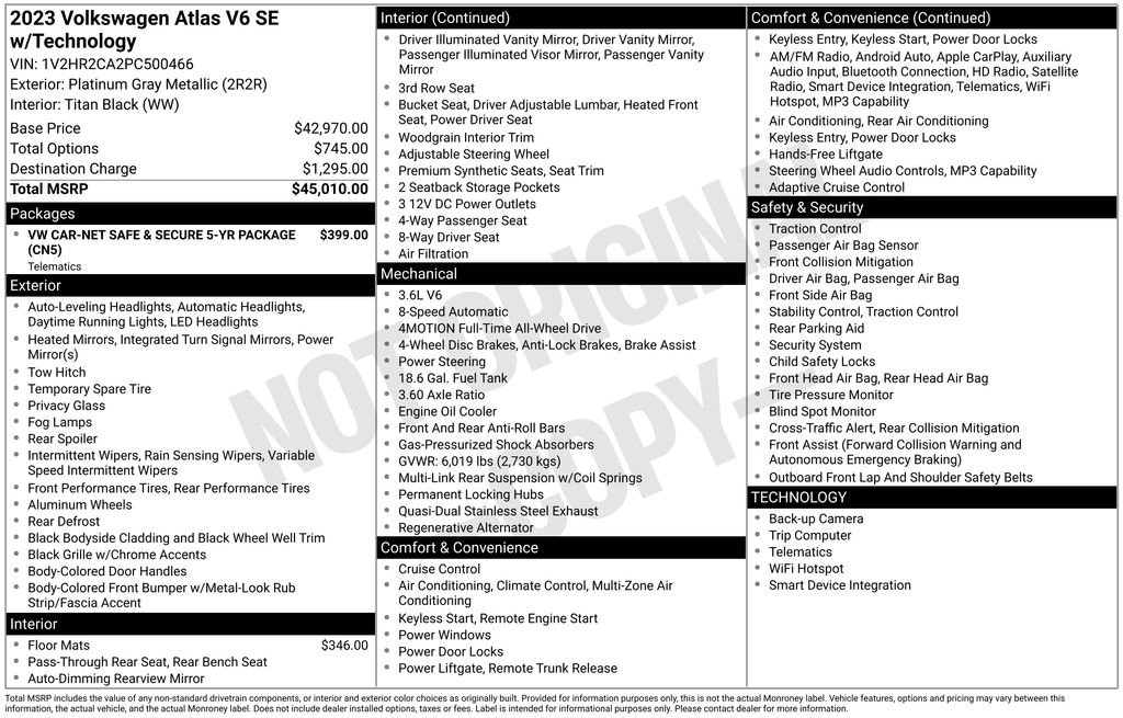 Used 2023 Volkswagen Atlas SE image 3