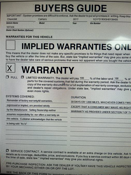 Used 2017 Chevrolet Camaro LT w/ RS Package image 10