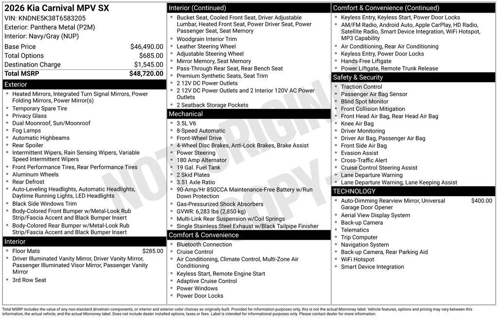 Used 2026 Kia Carnival SX FWD image 14