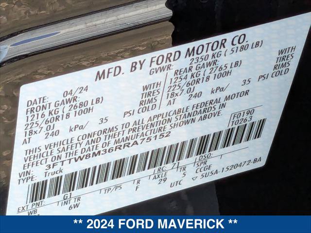 Certified 2024 Ford Maverick Lariat w/ Black Appearance Package FWD image 24