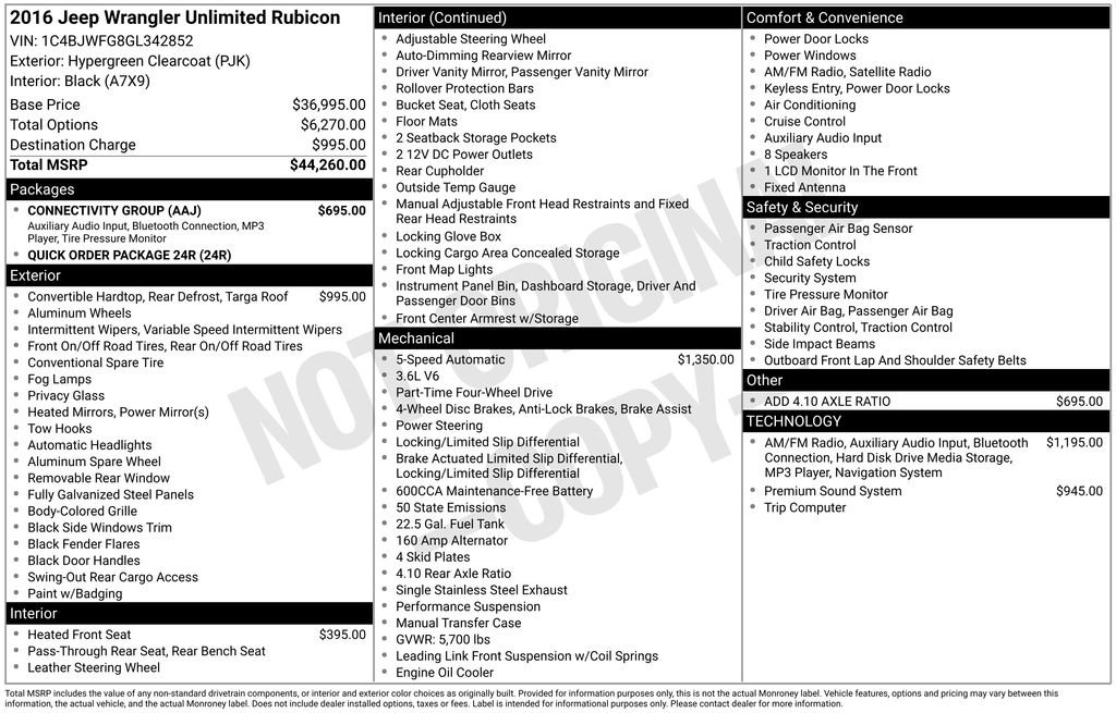 Used 2016 Jeep Wrangler Unlimited Rubicon w/ Connectivity Group image 6