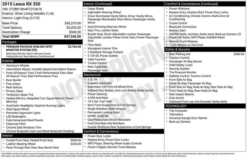 Used 2015 Lexus RX 350 AWD image 17