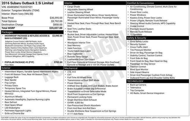 Used 2016 Subaru Outback 2.5i Limited image 15