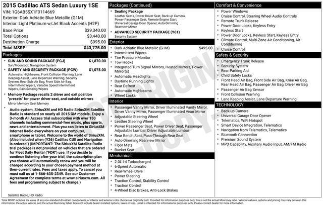 Used 2015 Cadillac ATS Luxury w/ Sun And Sound Package RWD image 14