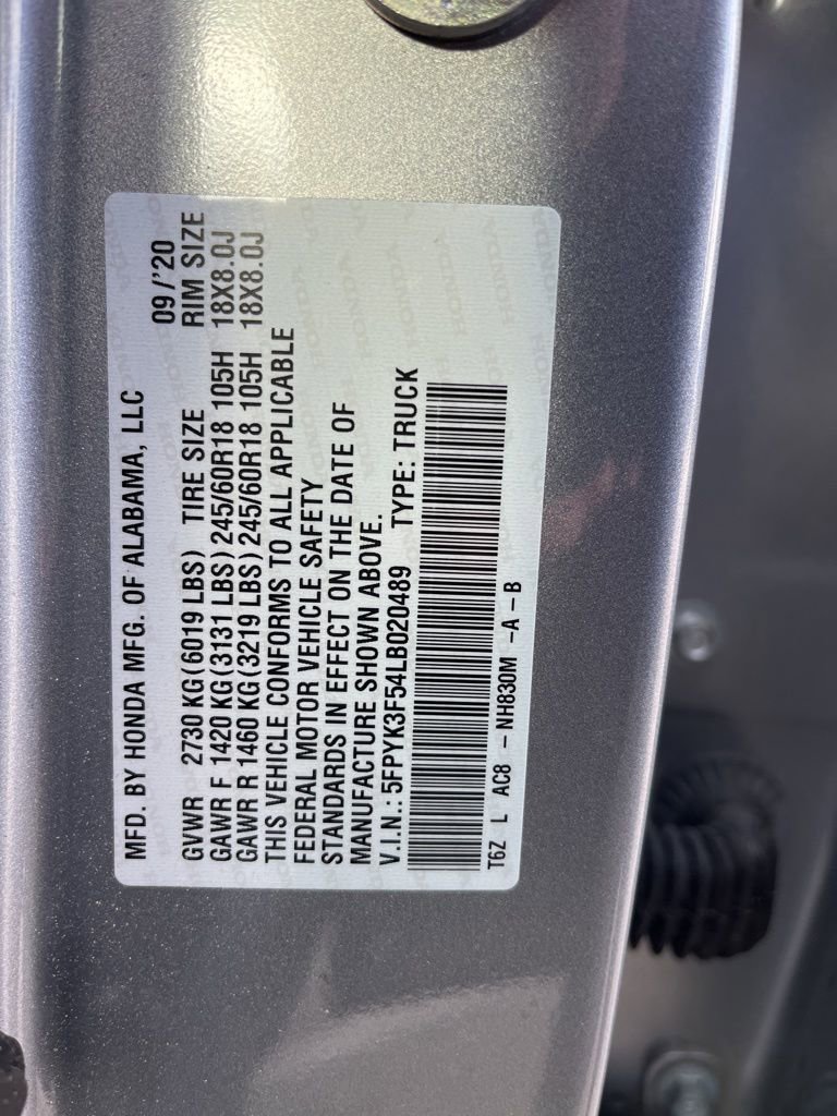 Certified 2020 Honda Ridgeline RTL image 10