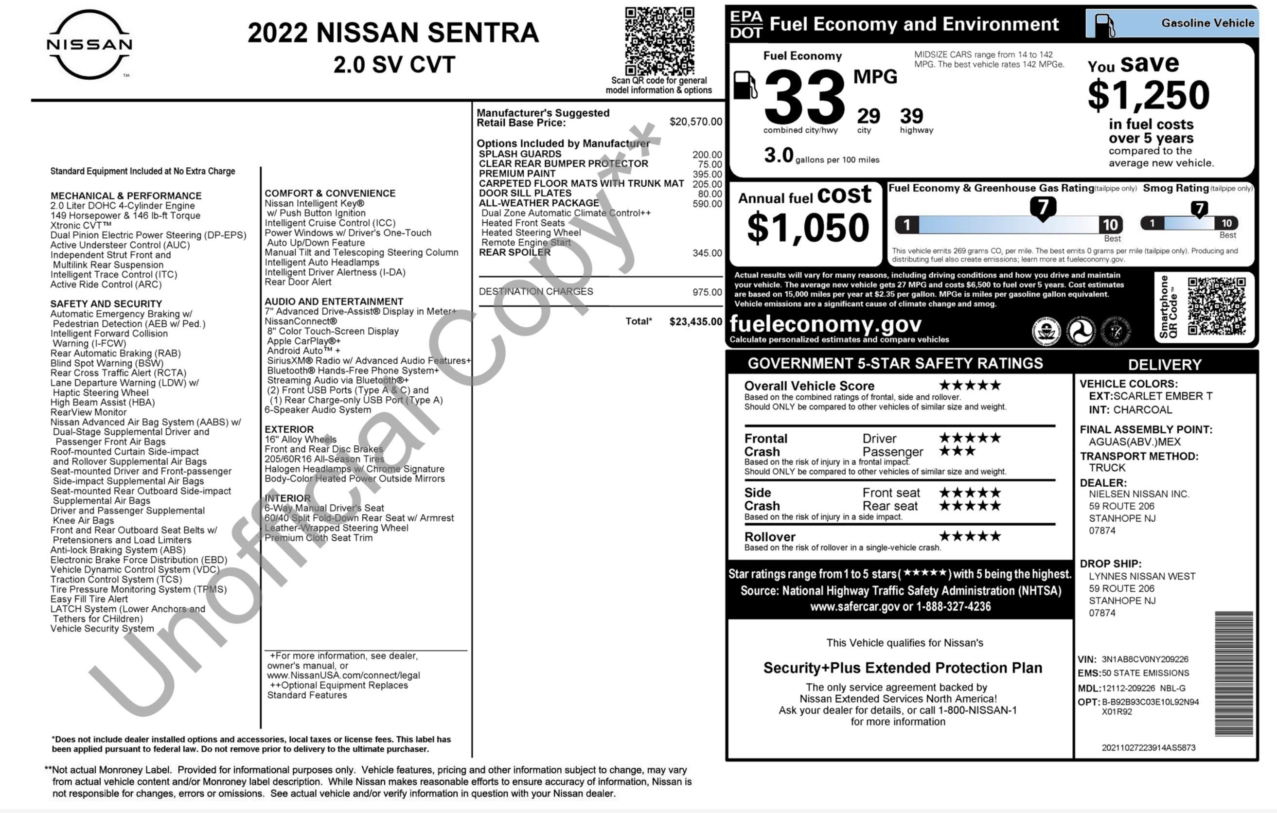 Used 2022 Nissan Sentra SV w/ All-Weather Package FWD image 2