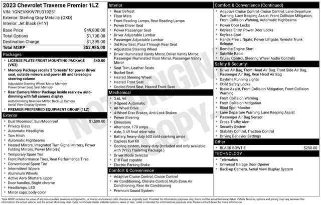 Used 2023 Chevrolet Traverse Premier AWD/4WD image 2