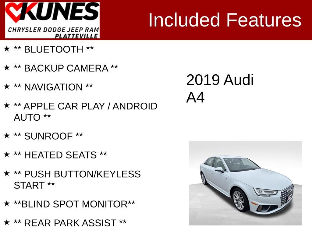 Used 2019 Audi A4 2.0T Premium Plus w/ Premium Plus Package image 2