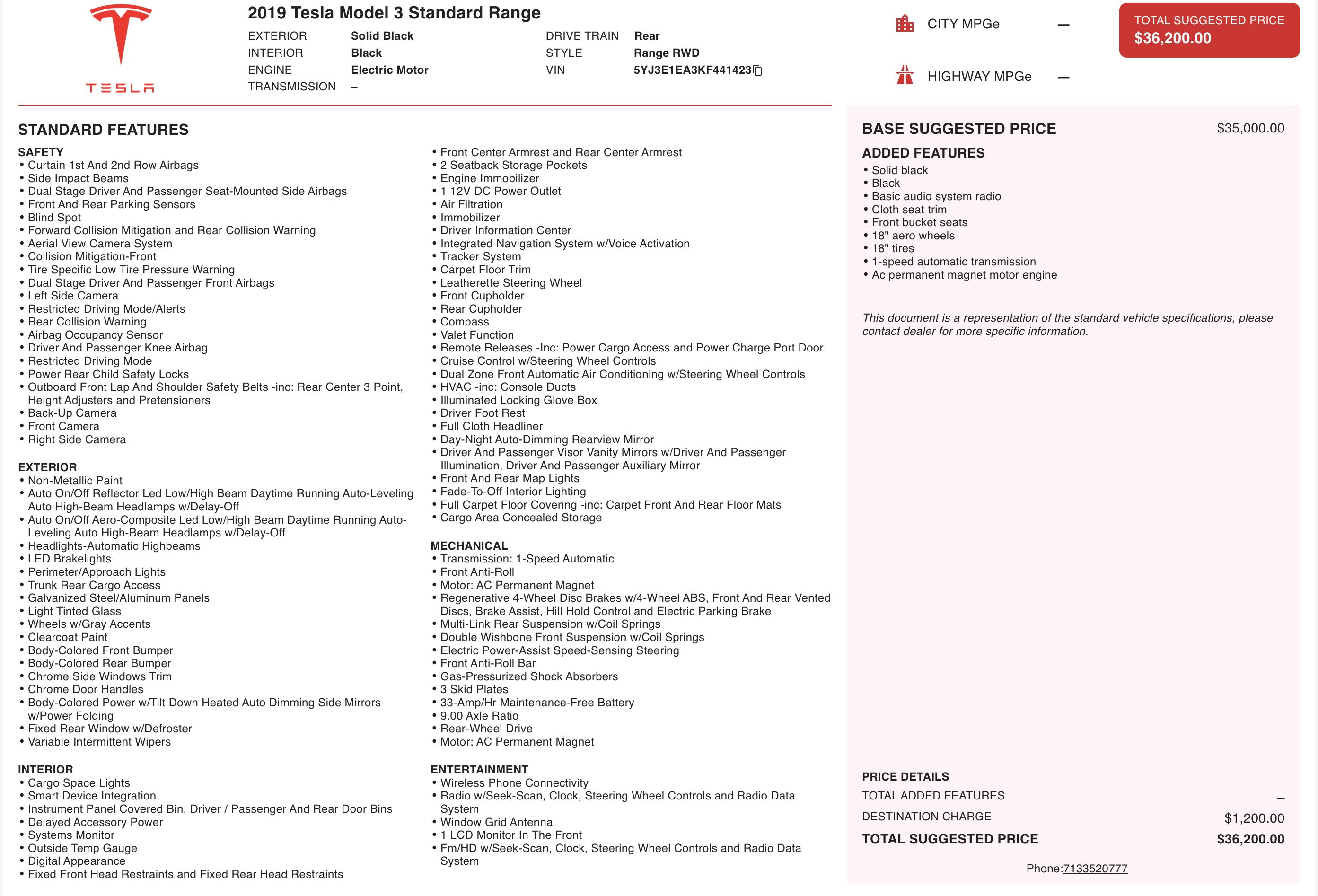 Used 2019 Tesla Model 3 Standard Range image 4